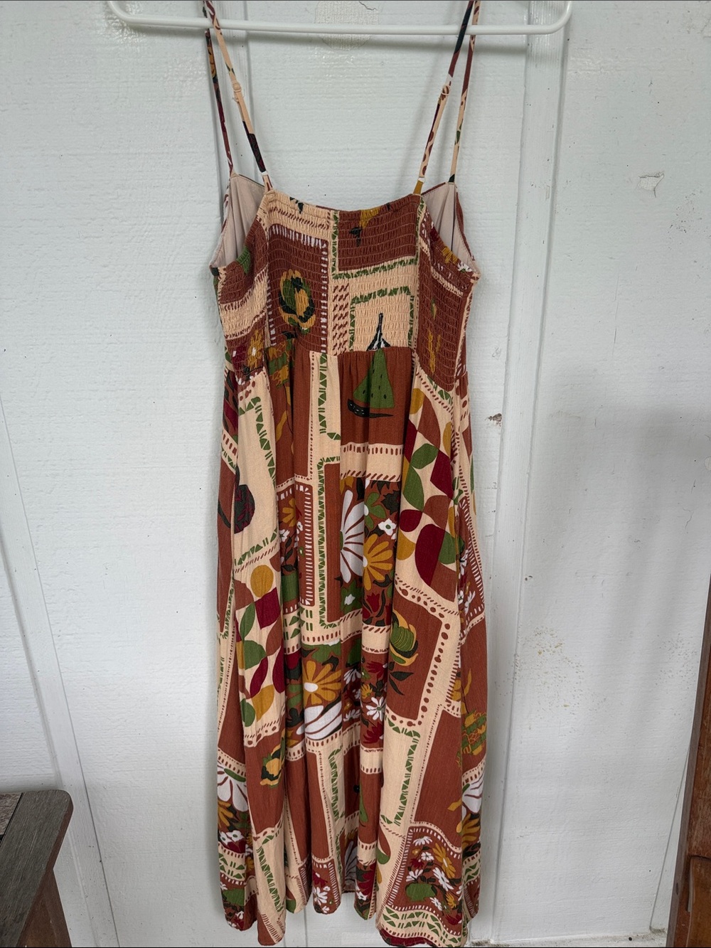 ILLA ILLA Rustic Patchwork Maxi Dress in Brown and Cream - Picture 3 of 7